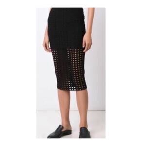 Alexander Wang Circular Hole Midi Skirt in Black.